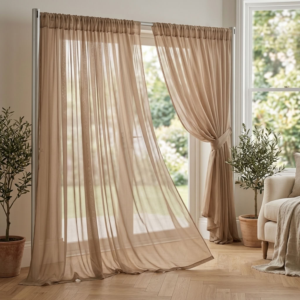 Chiffon Drapery Panel in Taupe 9017 - drapery view 8