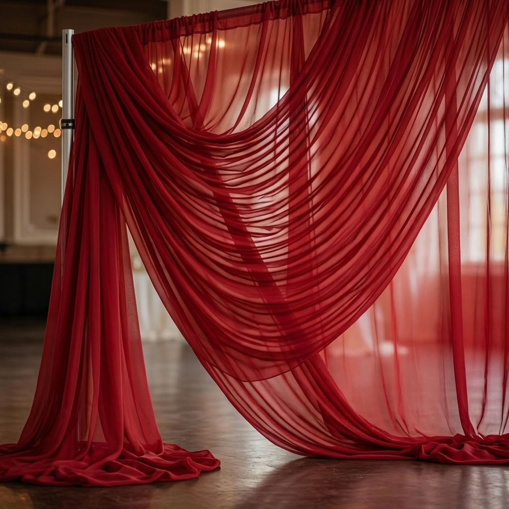 Chiffon Drapery Panel in Red 1192 - drapery view 4
