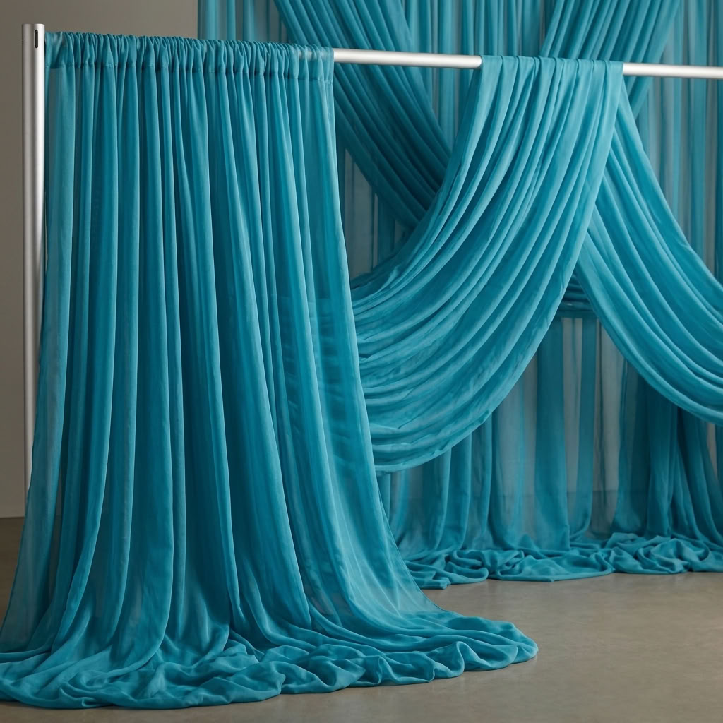 Chiffon Drapery Panel in Turquoise 1142 - drapery view 8