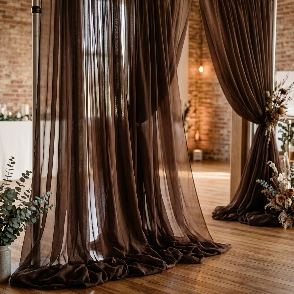 Chiffon Drapery Panel in Brown 1266 - drapery view 2