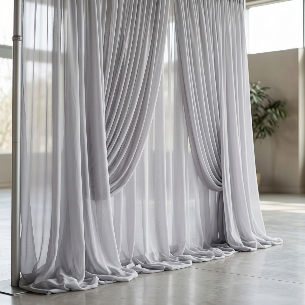 Chiffon Drapery Panel in Silver 0065 - drapery view 8