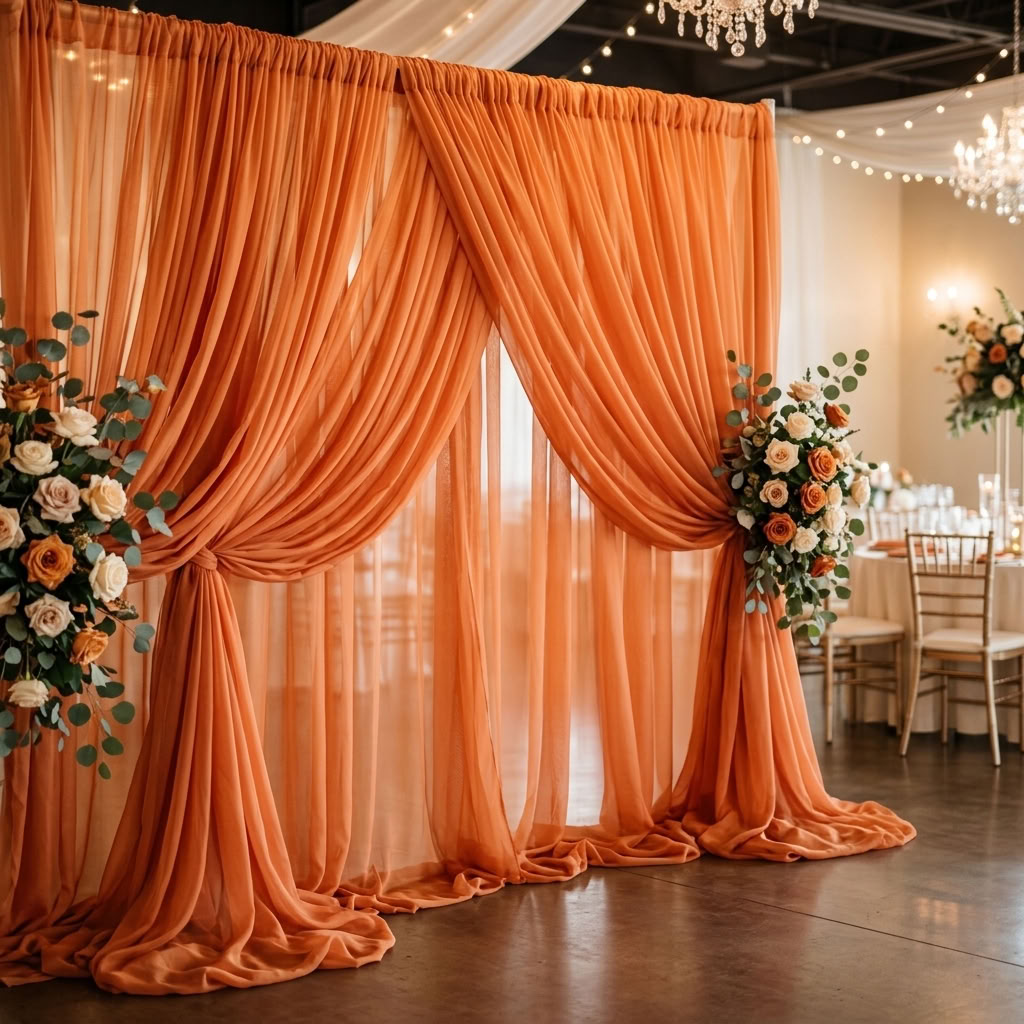 Chiffon Drapery Panel in Orange 1406 - drapery view 1