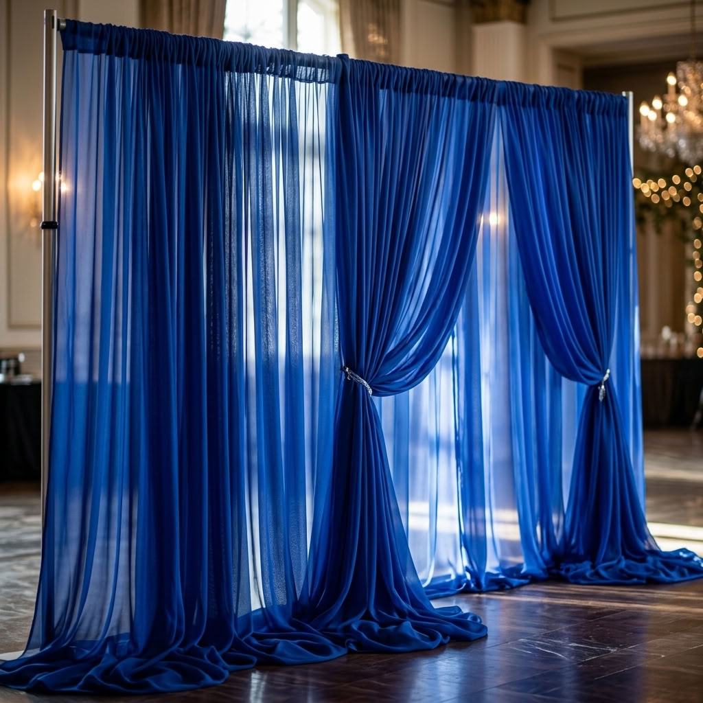 Chiffon Drapery Panel in Royal 1148 - drapery view 1