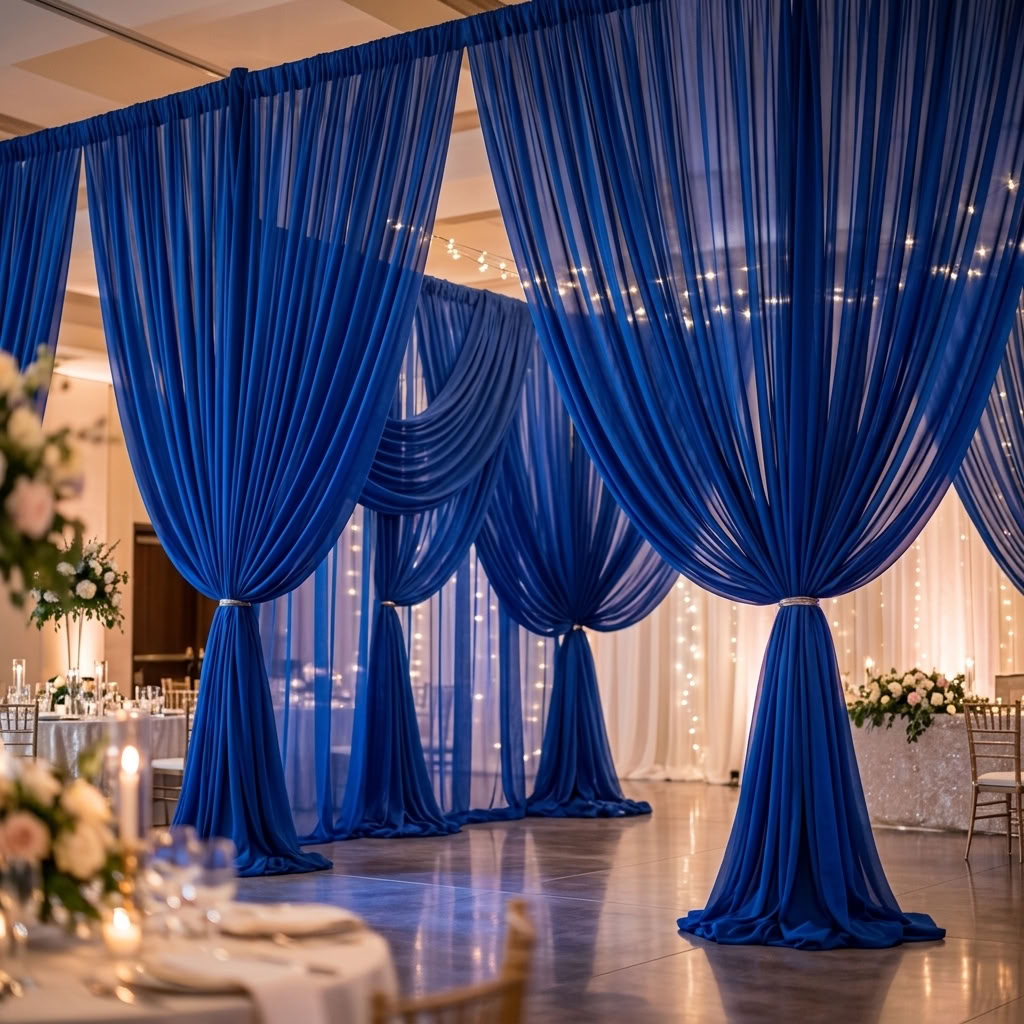 Chiffon Drapery Panel in Royal 1149 - drapery view 4