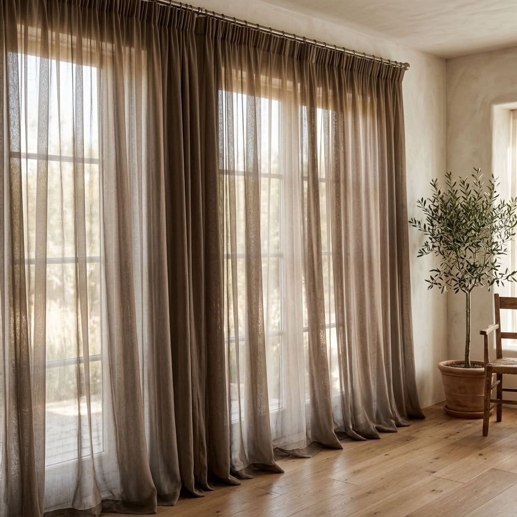 Chiffon Drapery Panel in Beige 9016 - drapery view 7