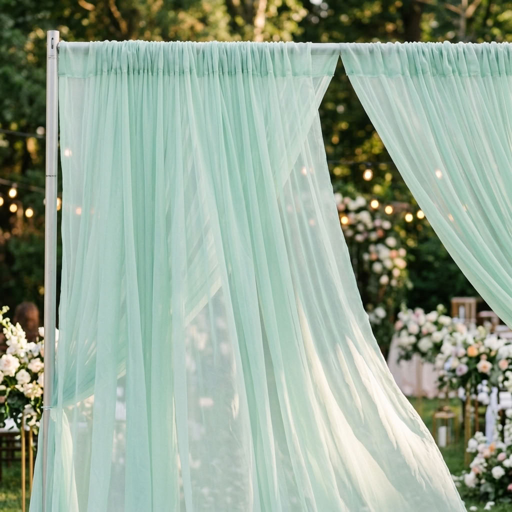 Chiffon Drapery Panel in Mint 1765 - drapery view 1