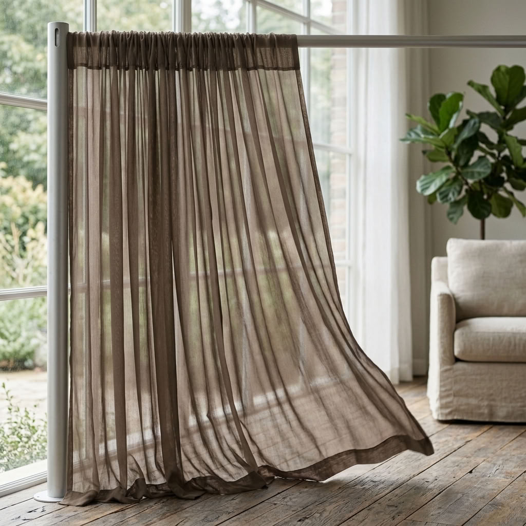 Chiffon Drapery Panel in Taupe/D 1184 - drapery view 2