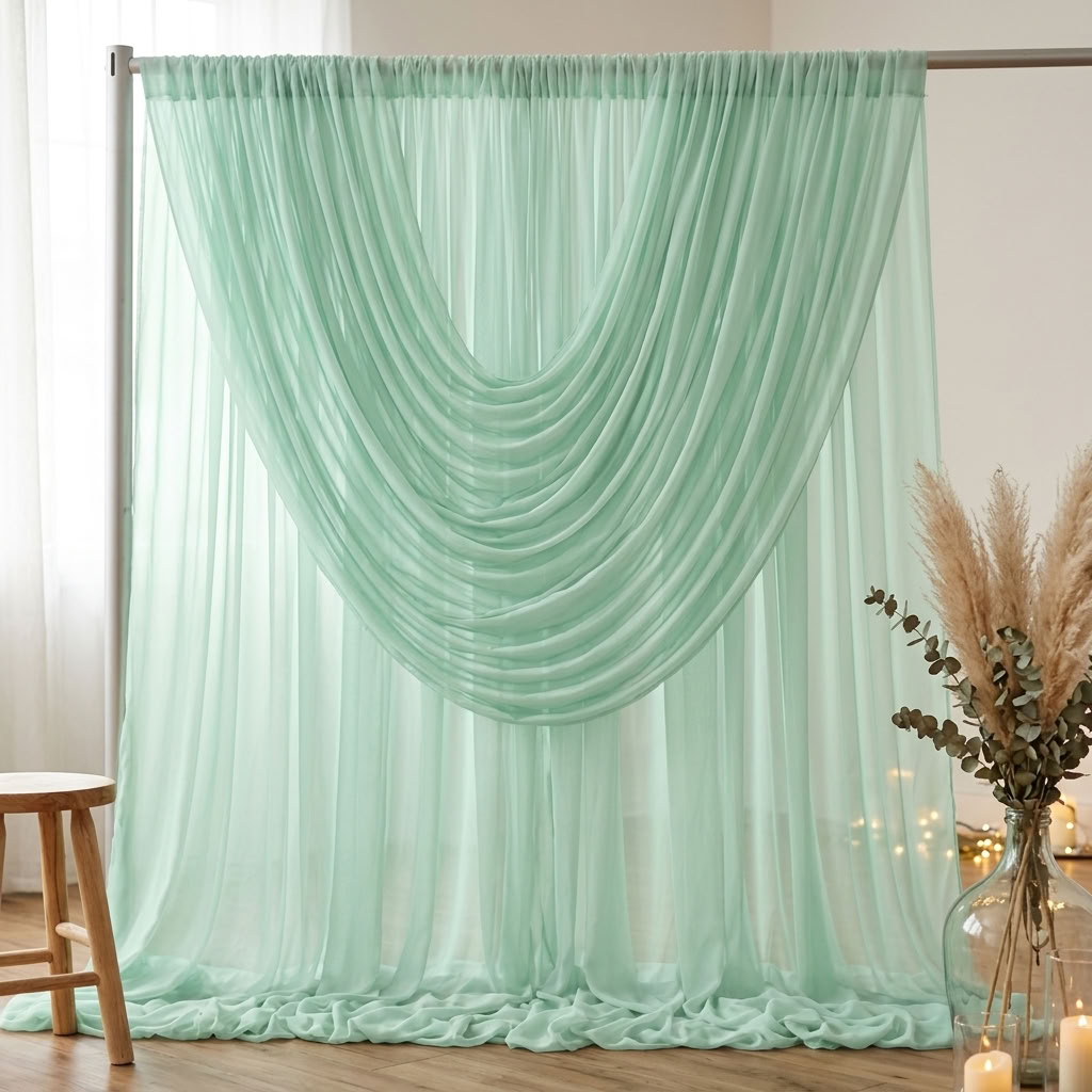 Chiffon Drapery Panel in Mint 1765 - drapery view 2