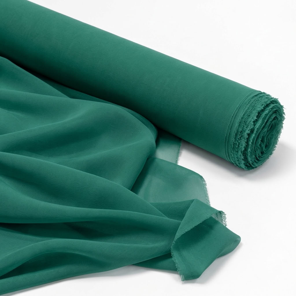 Chiffon Drapery Panel in Emerald 5641 - fabric roll
