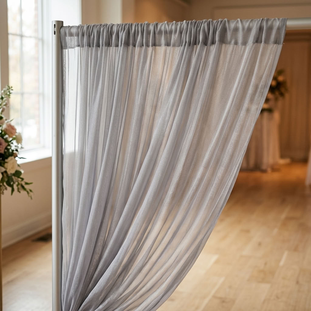 Chiffon Drapery Panel in Silver 0065 - drapery view 2