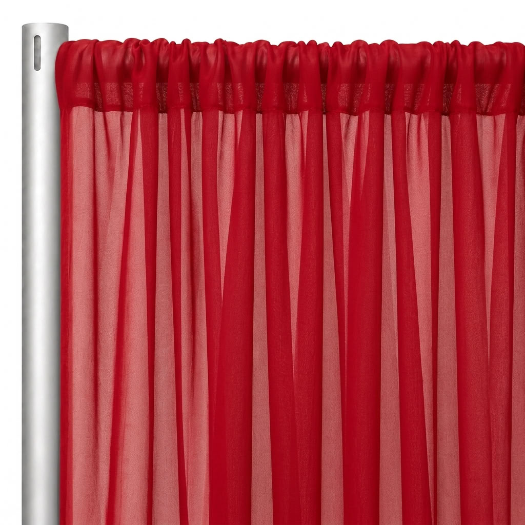 Chiffon Drapery Panel in Red/Lipstck 1193 - hanging panel