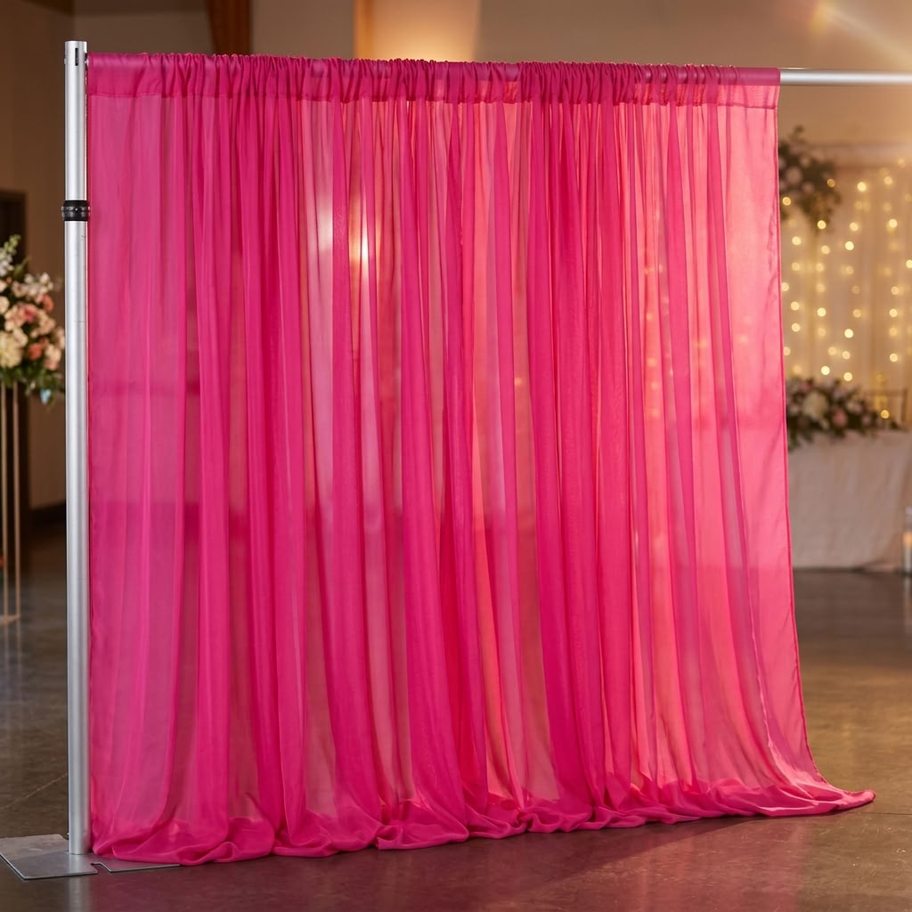 Chiffon Drapery Panel in Fuchsia 1229 - drapery view 4