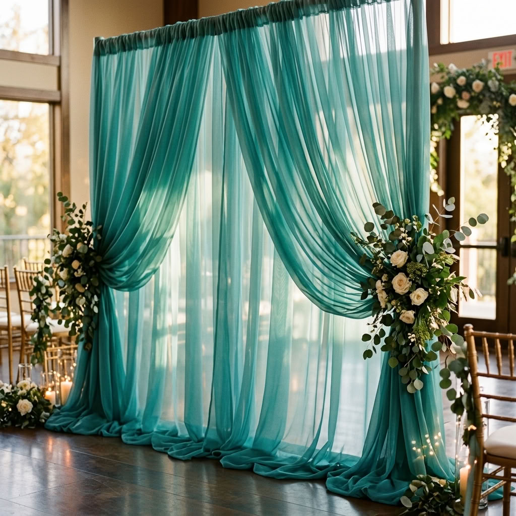 Chiffon Drapery Panel in Jade 1935 - drapery view 5