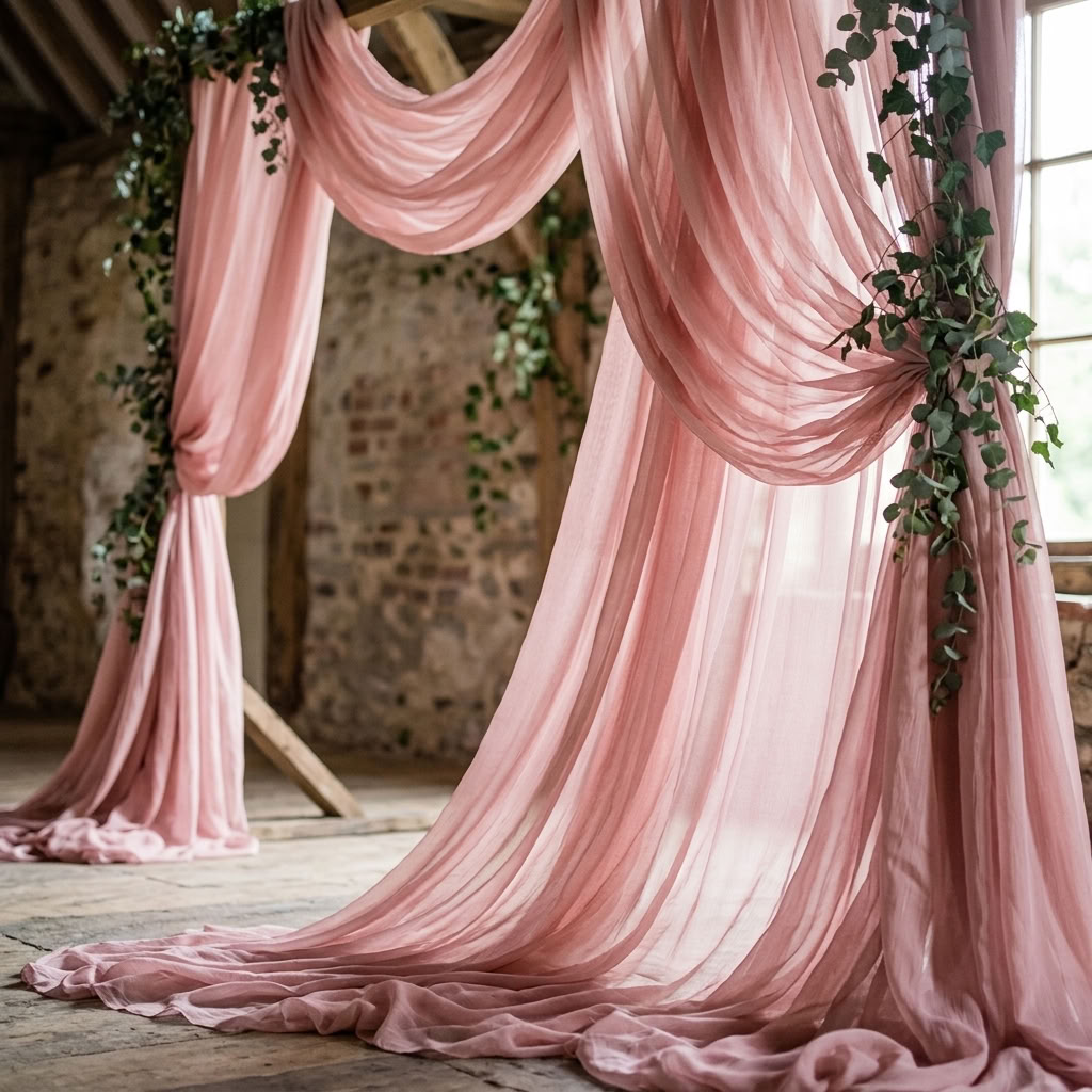 Chiffon Drapery Panel in D/Rose 1161 - drapery view 7