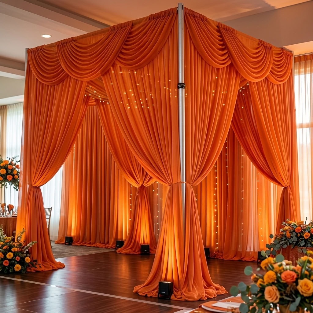 Chiffon Drapery Panel in Orange 1608 - drapery view 4