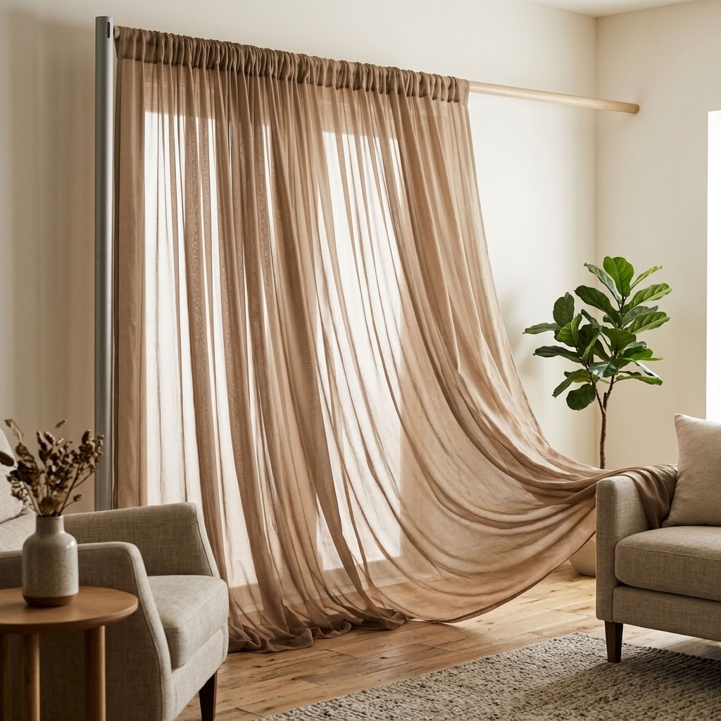 Chiffon Drapery Panel in Taupe 9017 - drapery view 5