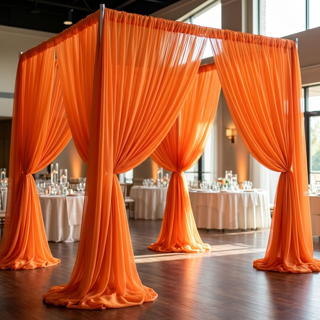 Chiffon Drapery Panel in Orange 1608 - drapery view 1