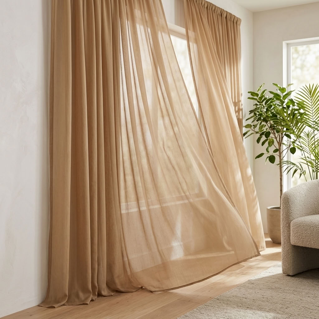 Chiffon Drapery Panel in Taupe 1183 - drapery view 3
