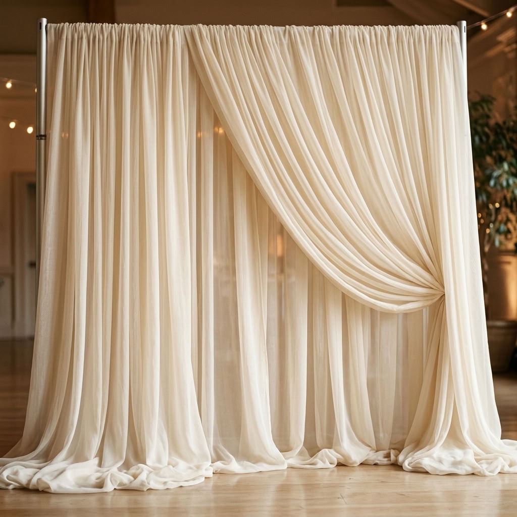 Chiffon Drapery Panel in Beige 9940 - drapery view 2