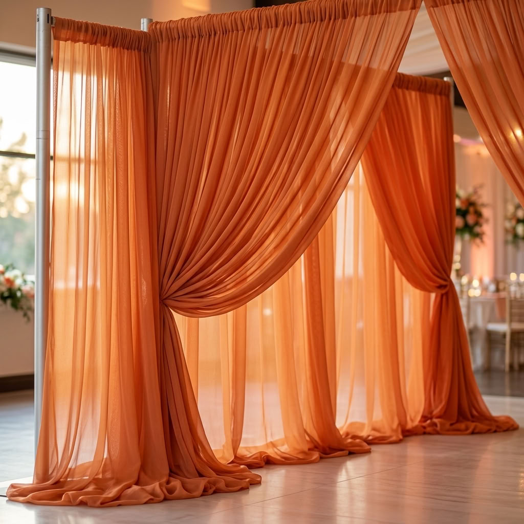 Chiffon Drapery Panel in Orange 1406 - drapery view 8