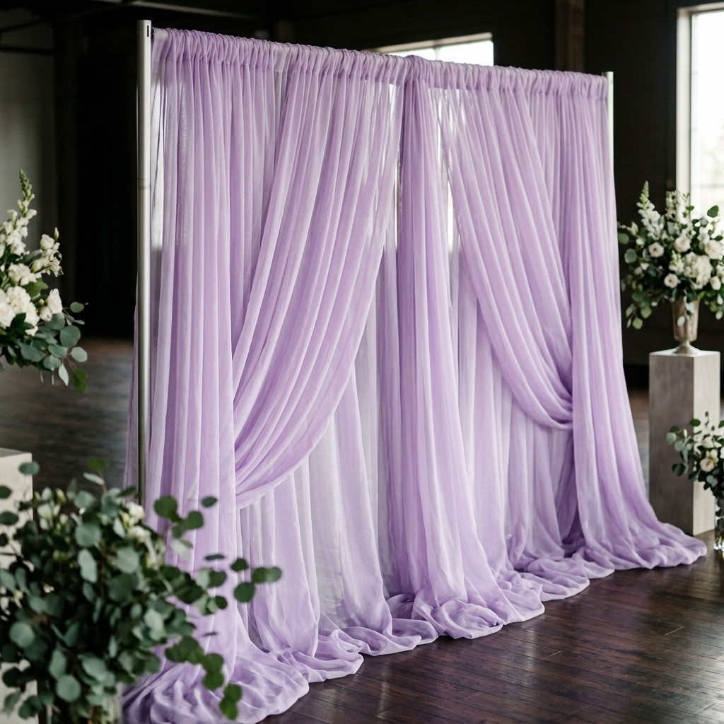 Chiffon Drapery Panel in Lilac 1172 - drapery view 4