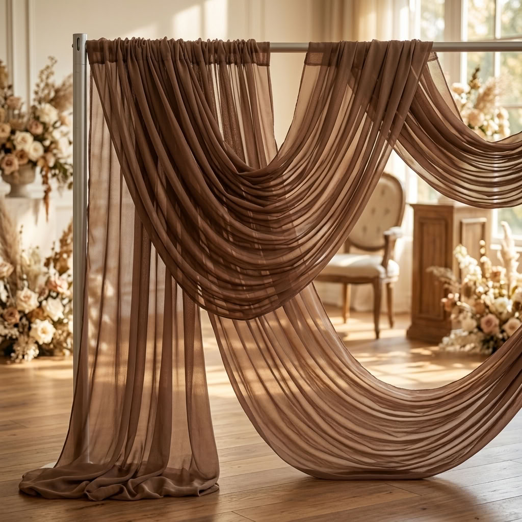 Chiffon Drapery Panel in Mocha 1771 - drapery view 7
