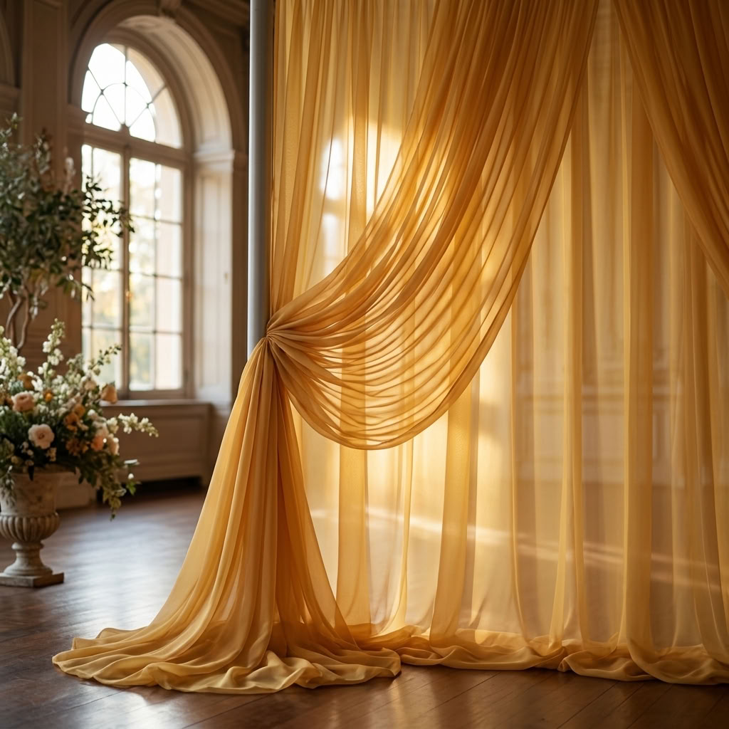 Chiffon Drapery Panel in Gold 1189 - drapery view 6