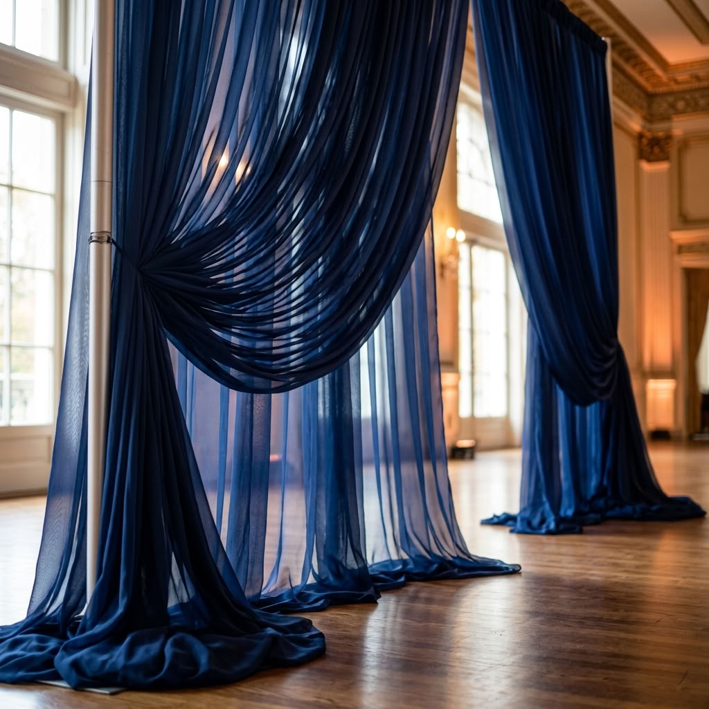 Chiffon Drapery Panel in Royal/Lush 1150 - drapery view 5