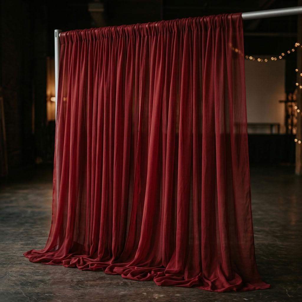 Chiffon Drapery Panel in Red 1190 - drapery view 7