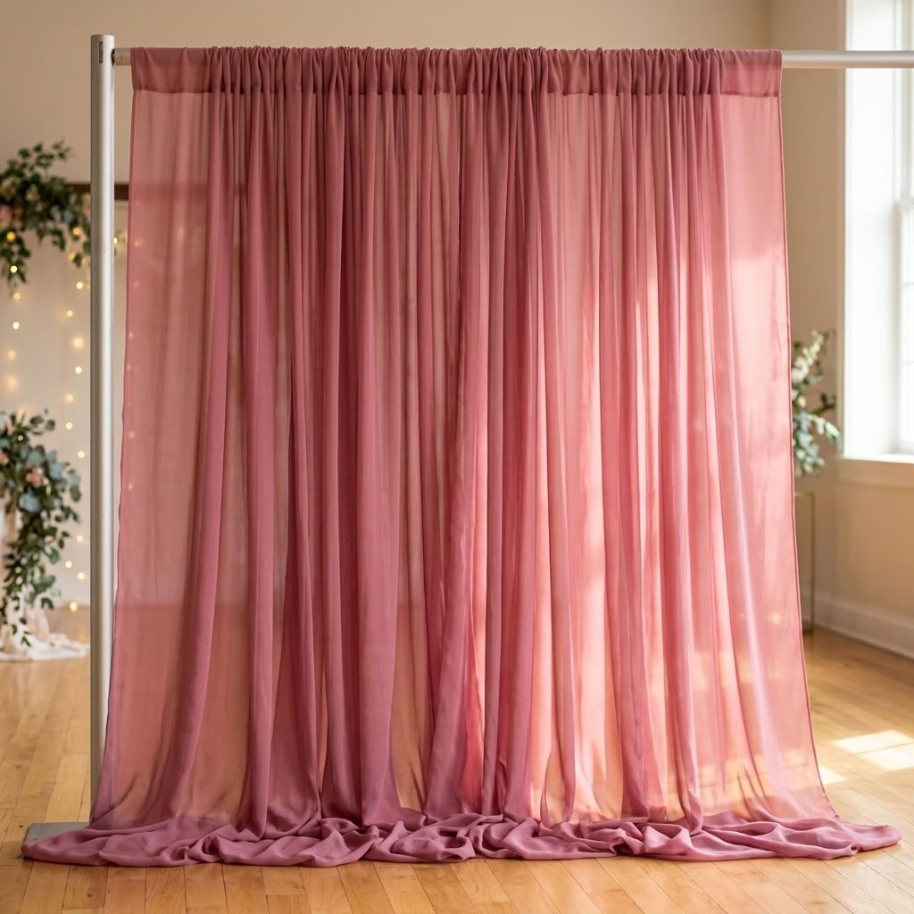 Chiffon Drapery Panel in Rose 1006 - drapery view 1
