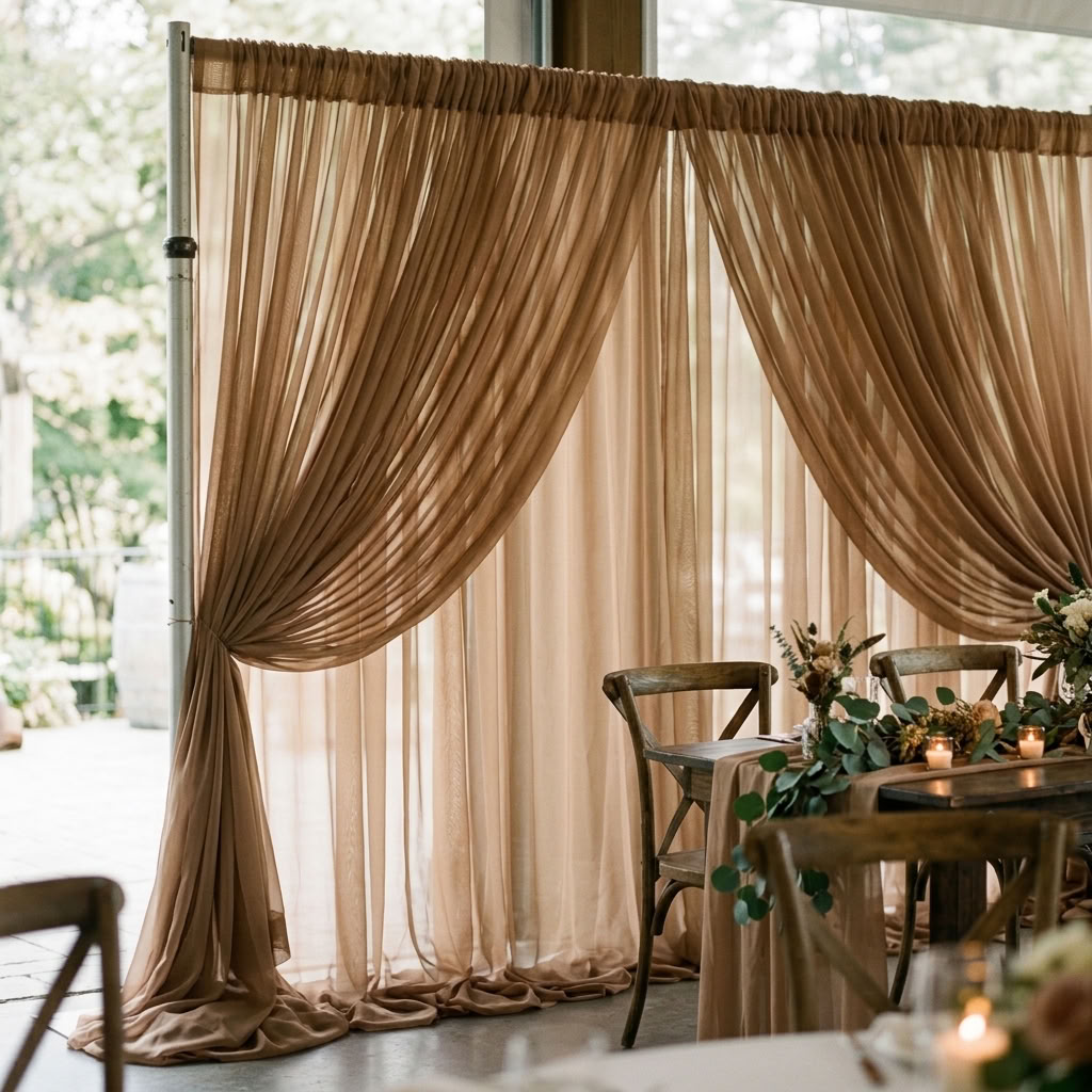Chiffon Drapery Panel in Tan 2035 - drapery view 4