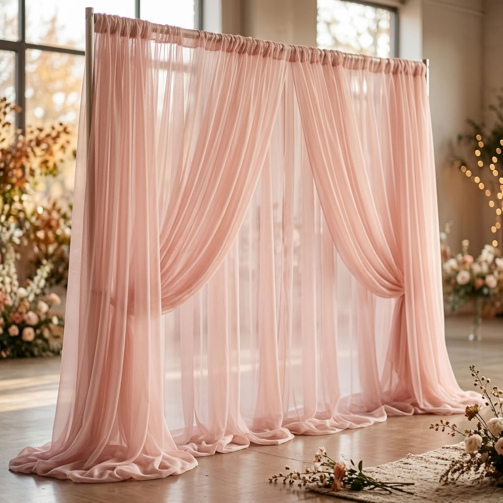 Chiffon Drapery Panel in Blush 4124 - drapery view 1