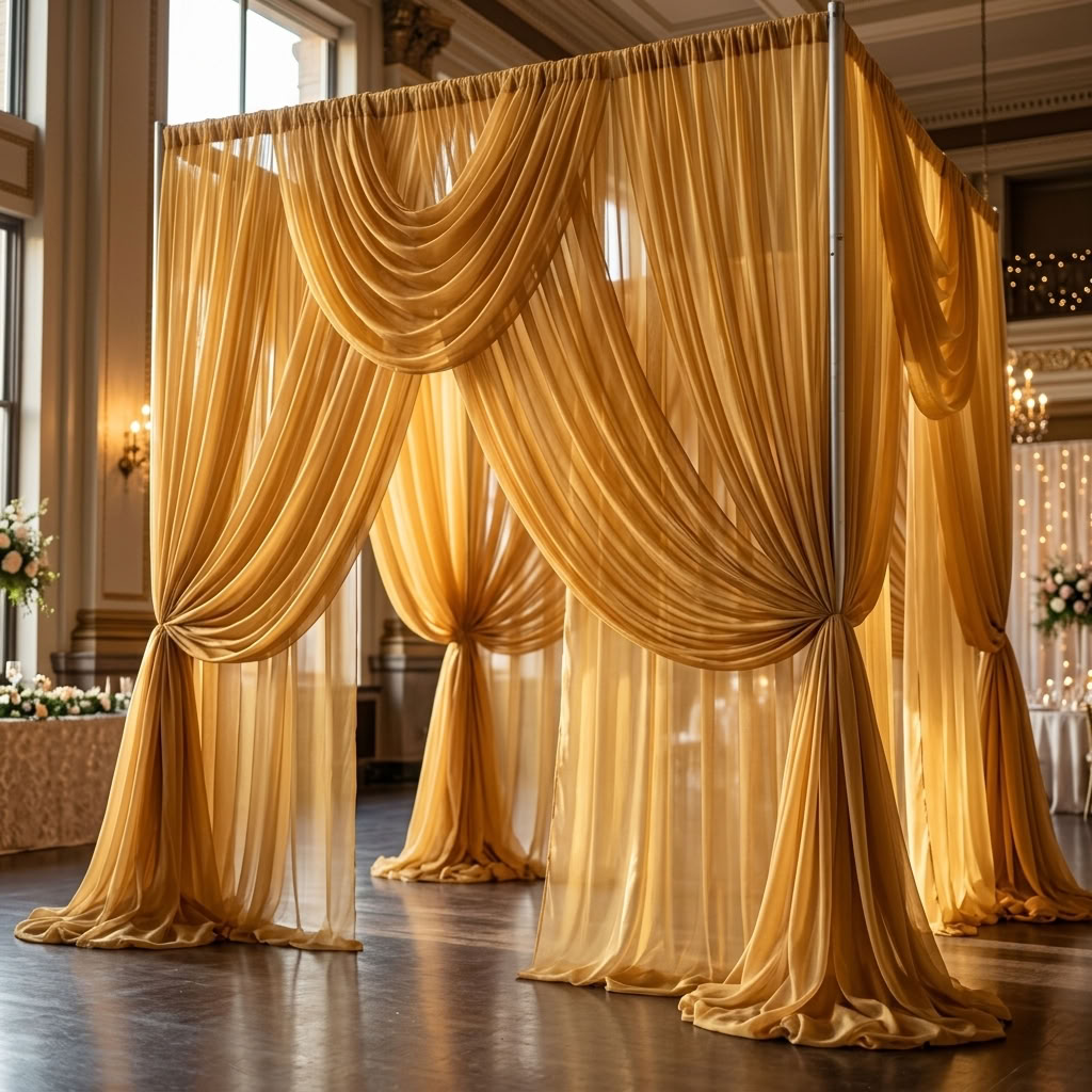 Chiffon Drapery Panel in Gold 1188 - drapery view 7