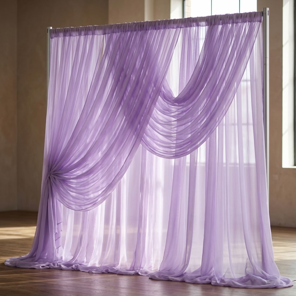 Chiffon Drapery Panel in Lilac 1172 - drapery view 7
