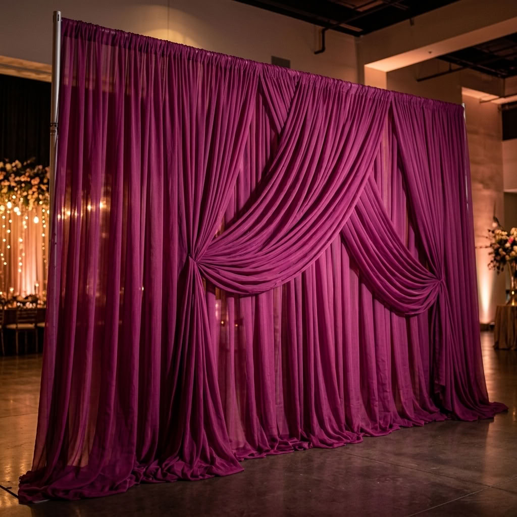 Chiffon Drapery Panel in Magenta 1281 - drapery view 6