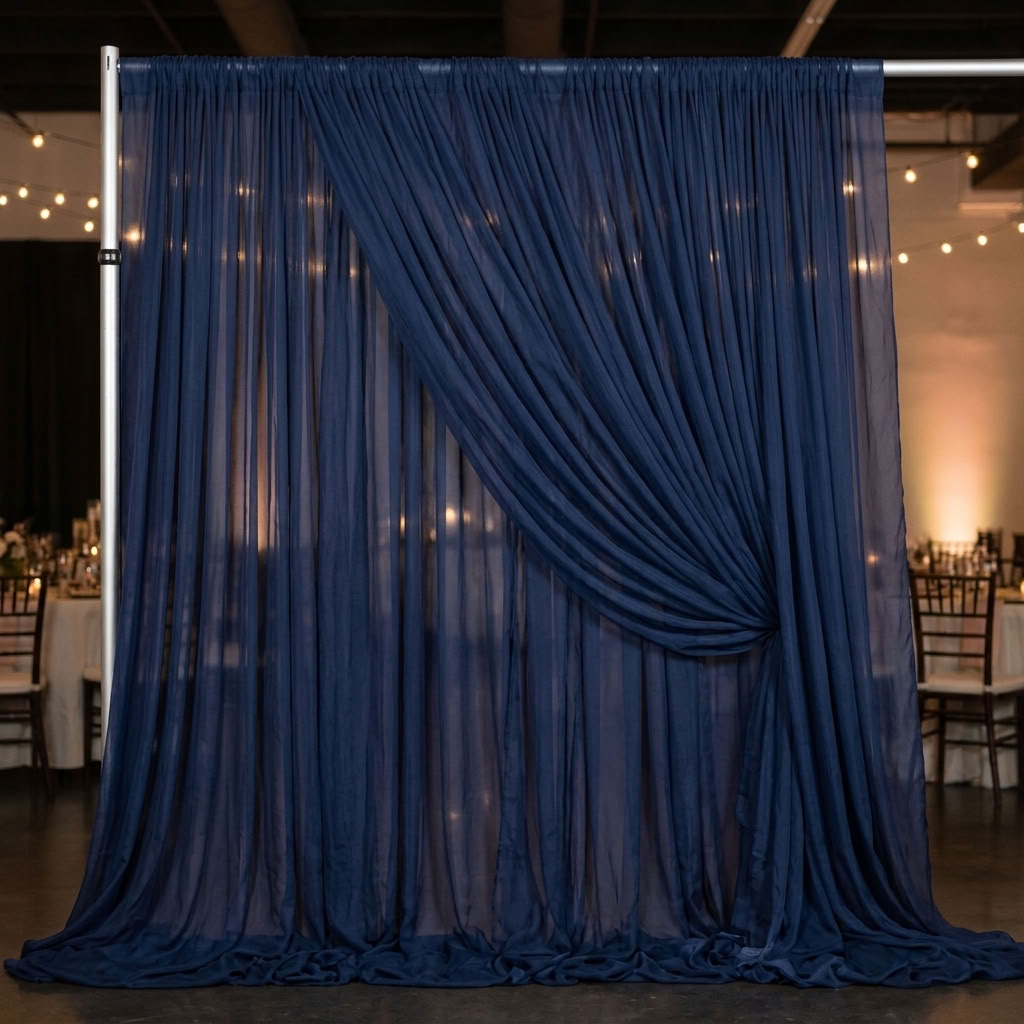 Chiffon Drapery Panel in Navy 1240 - drapery view 2