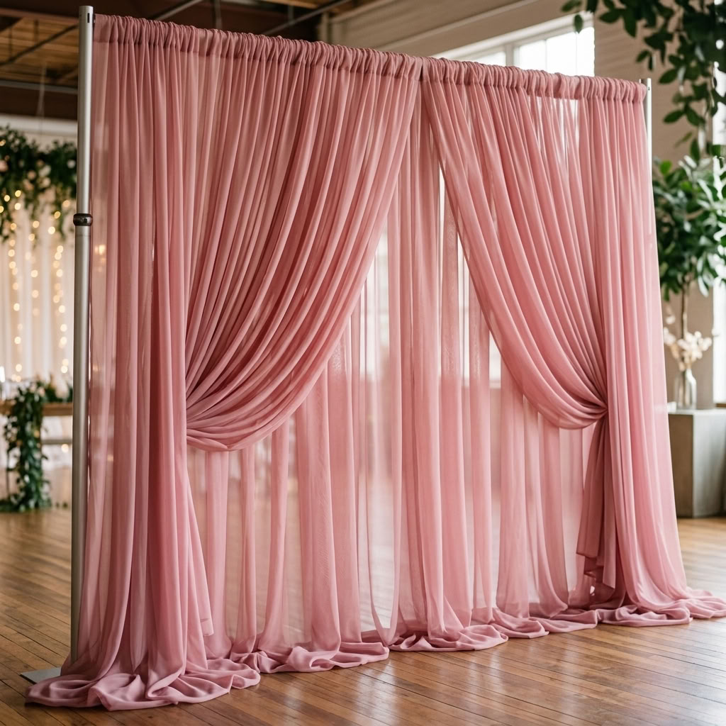 Chiffon Drapery Panel in Rose 1006 - drapery view 7