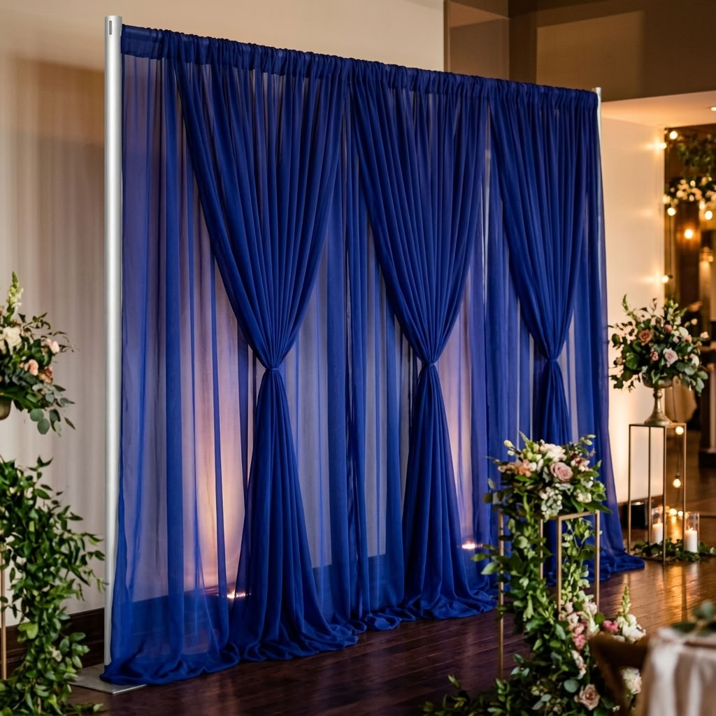 Chiffon Drapery Panel in Royal/Lush 1150 - drapery view 7