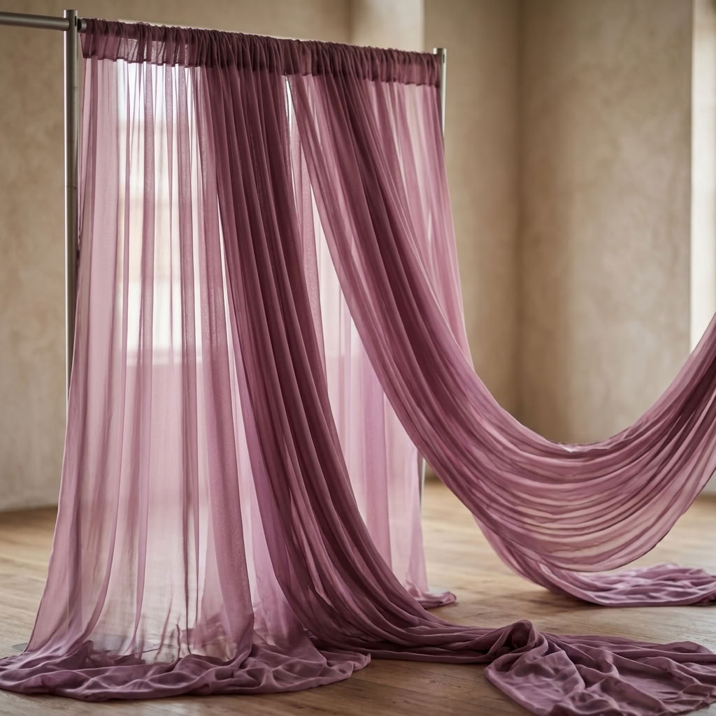 Chiffon Drapery Panel in Mauve 1271 - drapery view 6