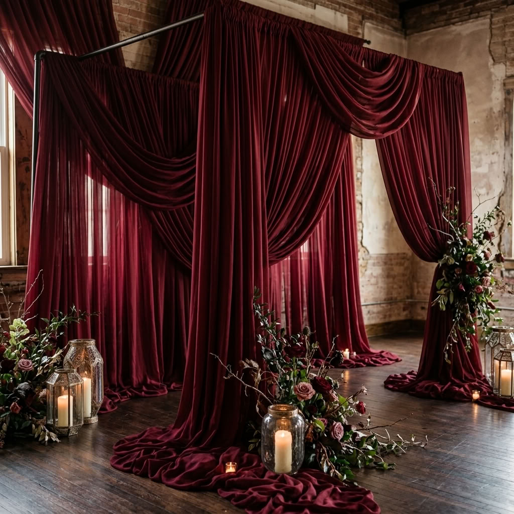 Chiffon Drapery Panel in Red 1190 - drapery view 6