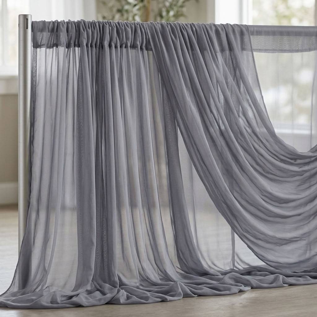 Chiffon Drapery Panel in Gray 8005 - drapery view 6