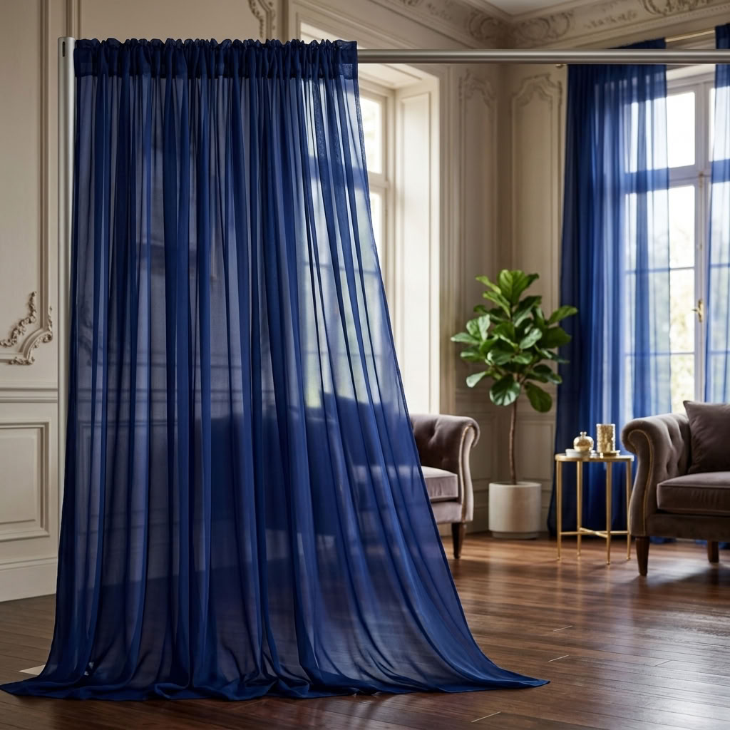 Chiffon Drapery Panel in Royal/Lush 1150 - drapery view 3