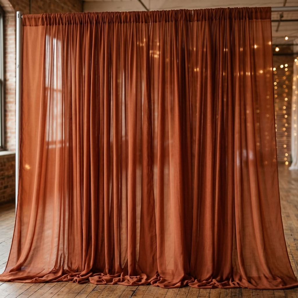 Chiffon Drapery Panel in Rust 1349 - drapery view 6