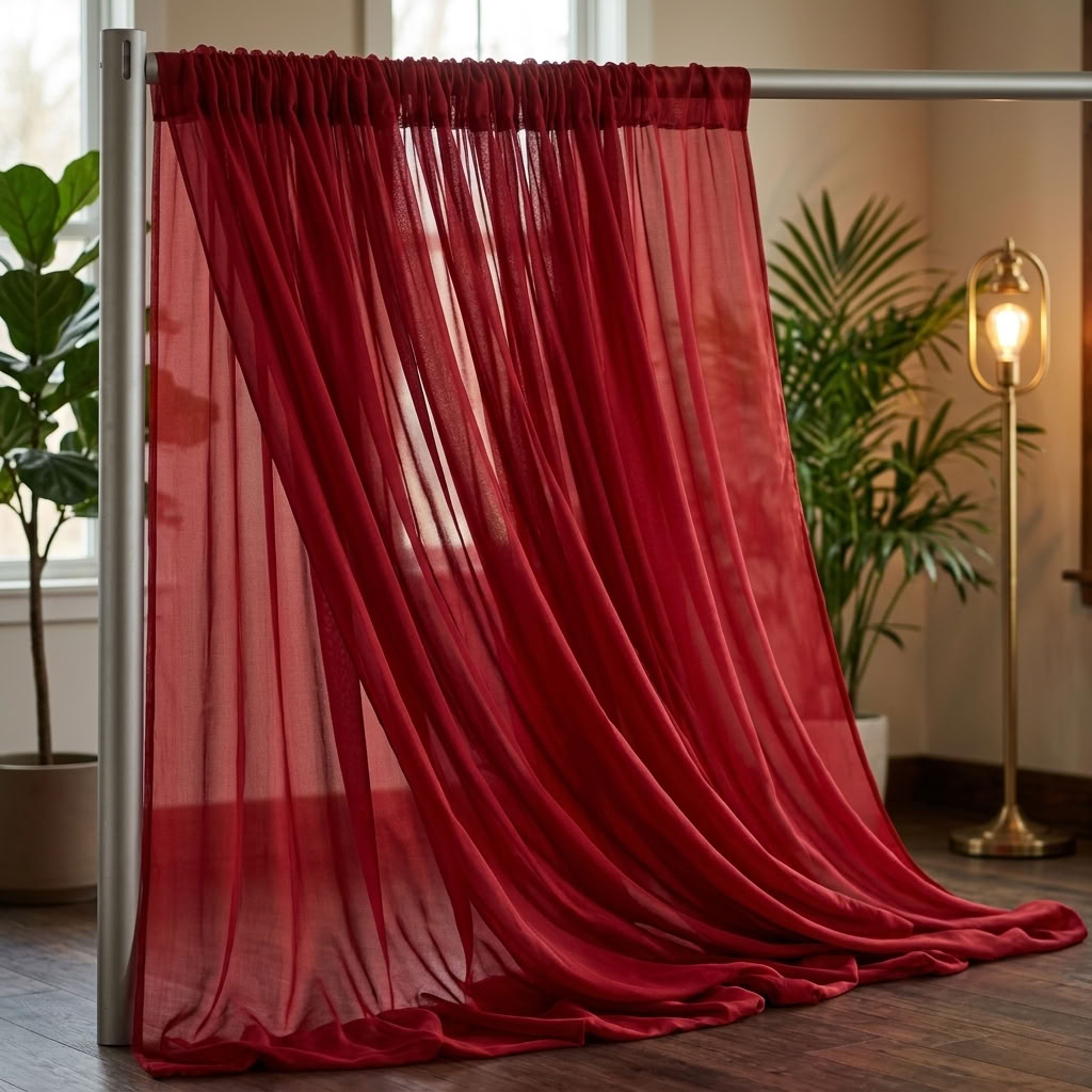 Chiffon Drapery Panel in Red 1192 - drapery view 8