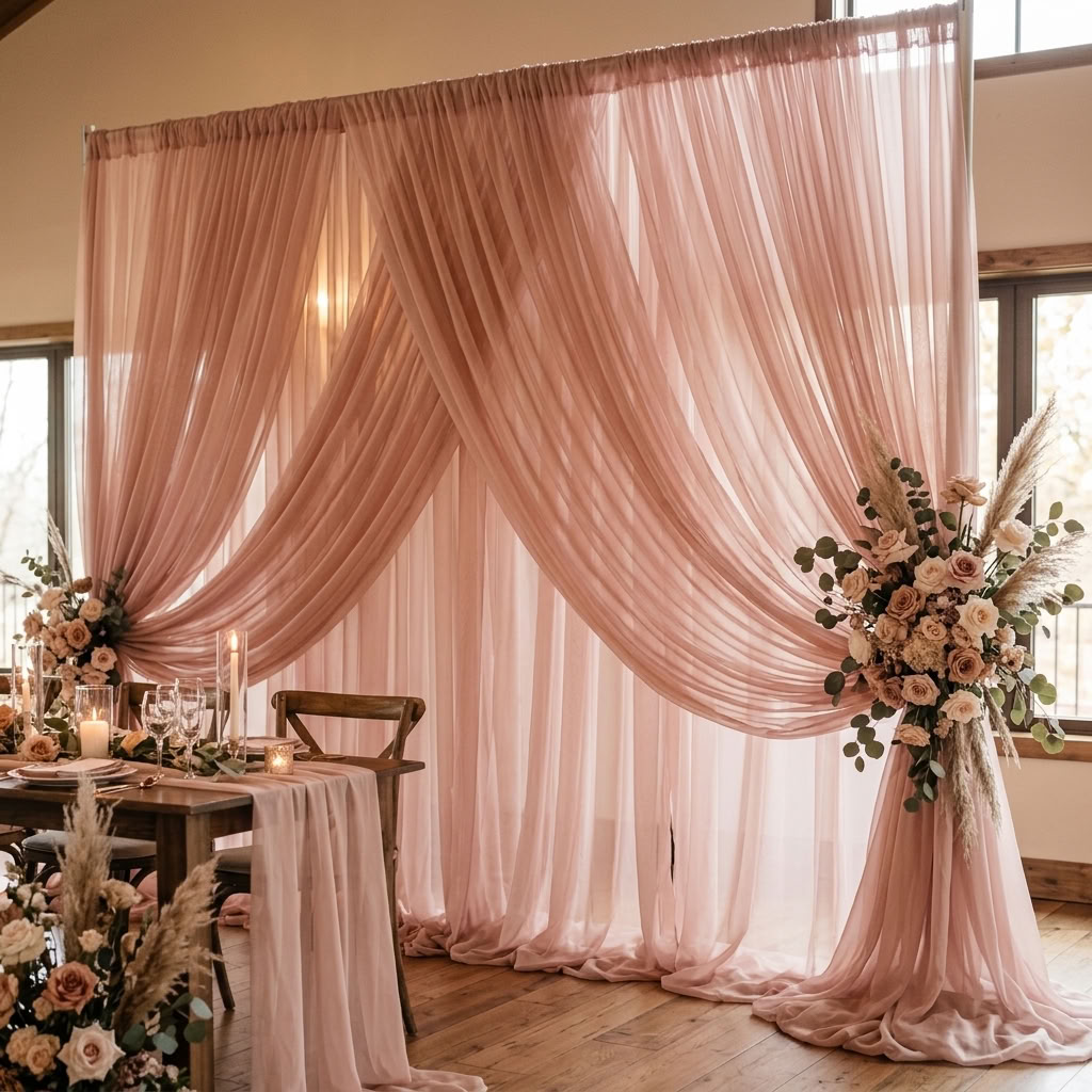 Chiffon Drapery Panel in D/Rose 1160 - drapery view 2