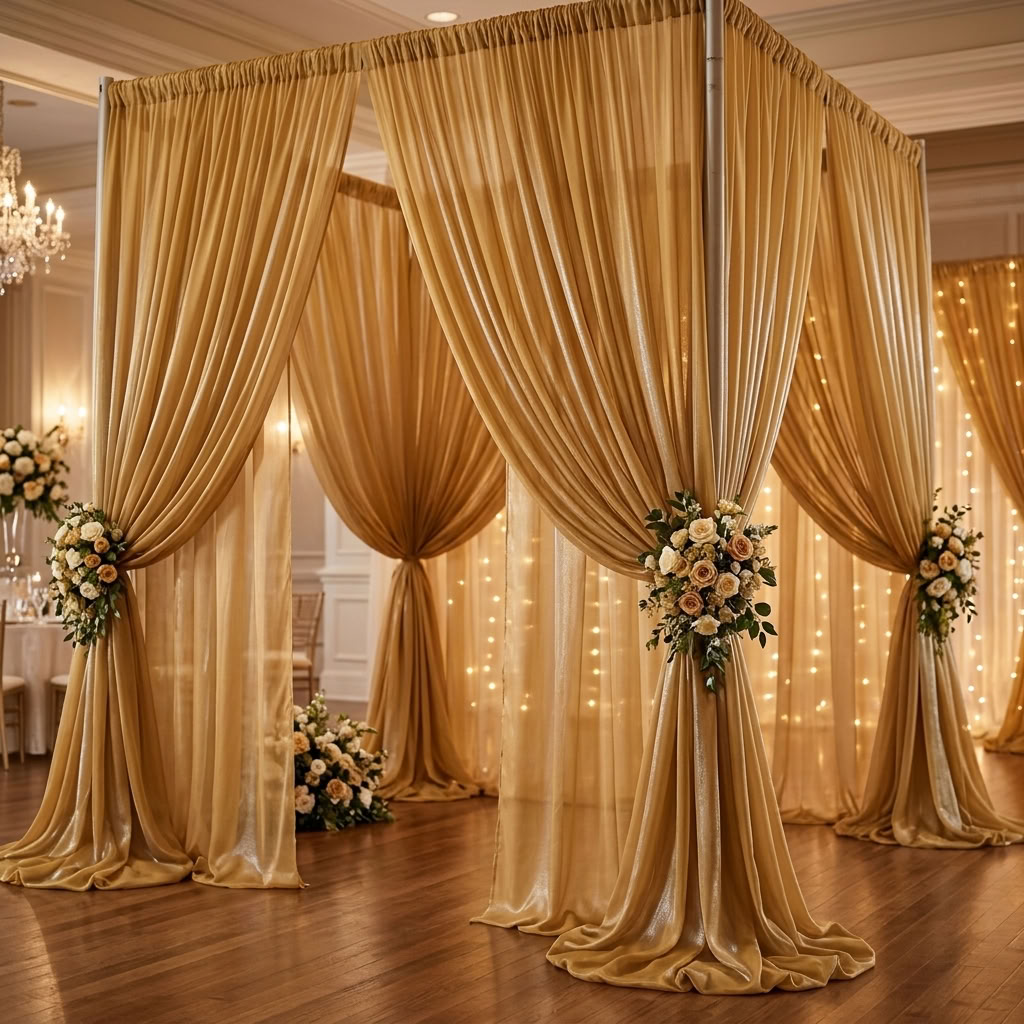 Chiffon Drapery Panel in Gold 1187 - drapery view 4
