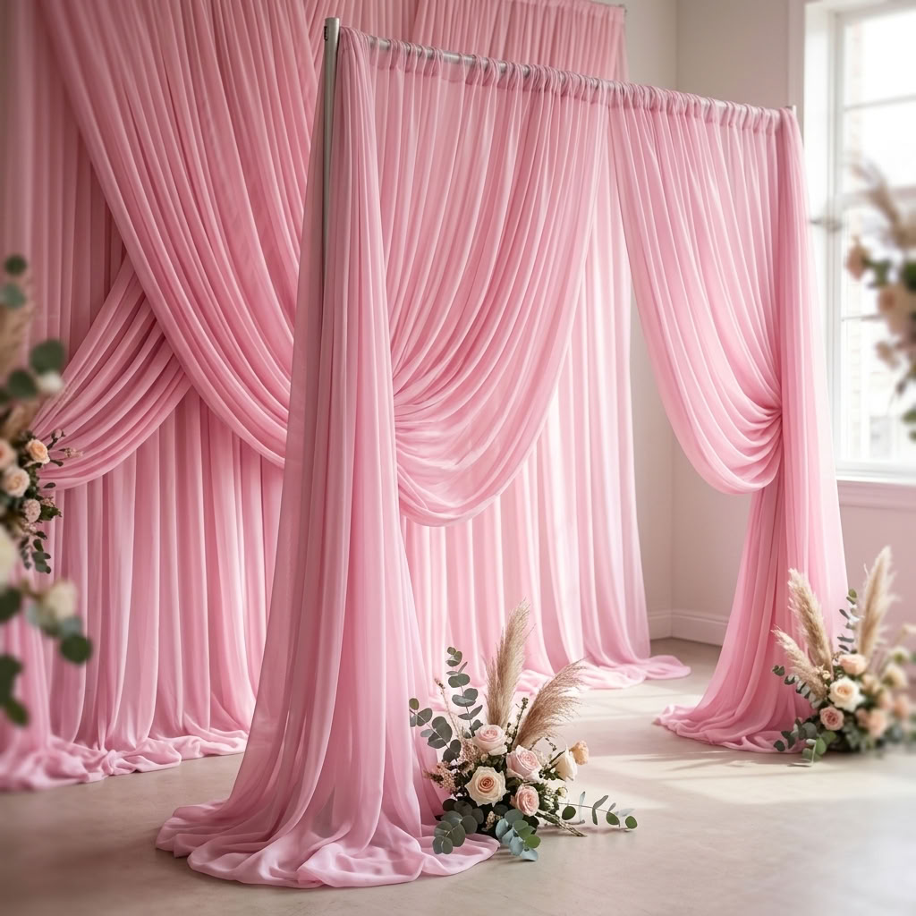 Chiffon Drapery Panel in Pink 1157 - drapery view 5