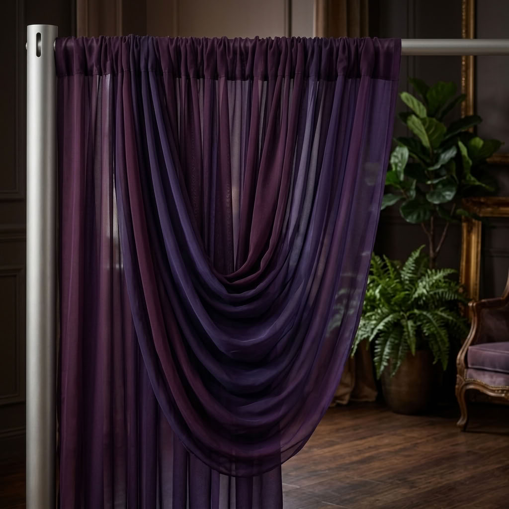 Chiffon Drapery Panel in Purple 1660 - drapery view 3