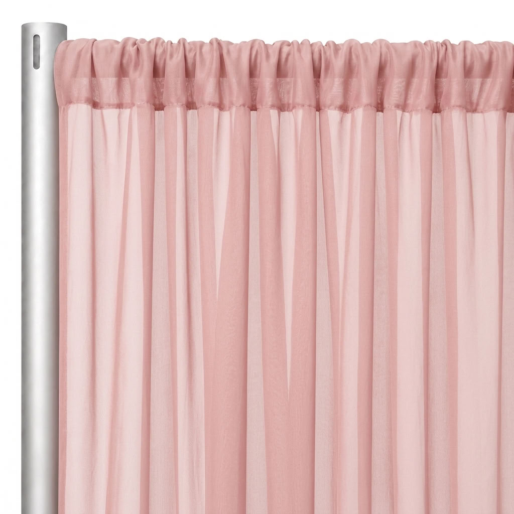 Chiffon Drapery Panel in Rose/Powder 318 - hanging panel