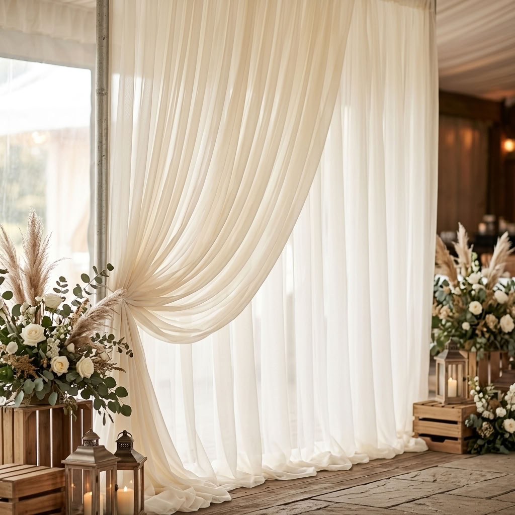 Chiffon Drapery Panel in Ivory 1113 - drapery view 4